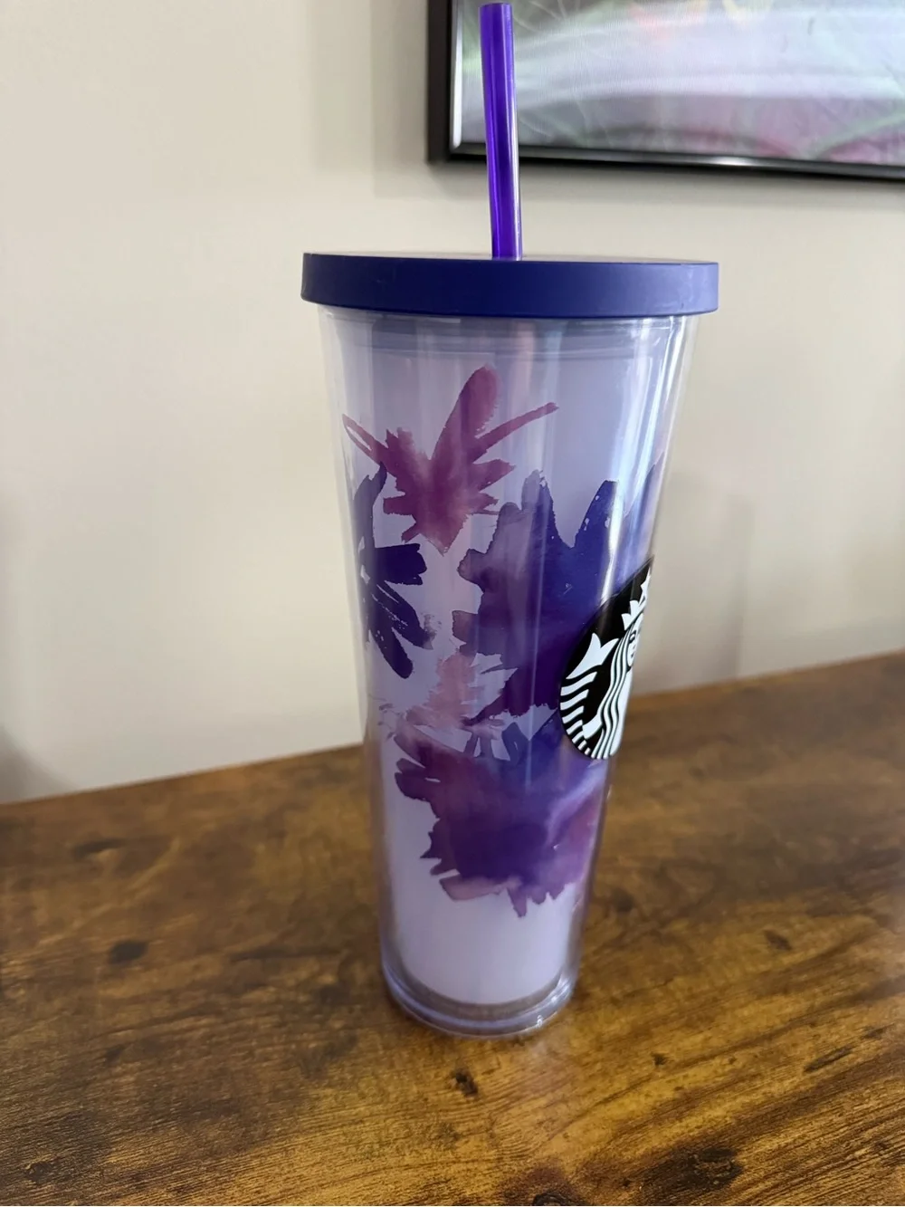 Starbucks 2016 Purple Lavender Watercolour Floral Tumbler Cold Cup Venti 24oz - Picture 2 of 7